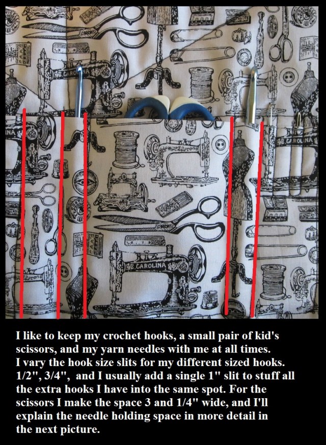 Pocket sections on crochet hook case