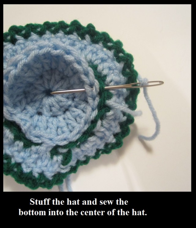 sew on the bottom of hat